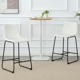 Modern Minimalist Style PU Material Bar Stool - White, Suitable for Kitchen, Bar, and Modern Home Design